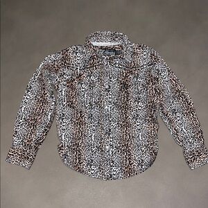 Cowboy Hardware Youth Girl's CH Natural "Leopard" Long Sleeve Western Shirt